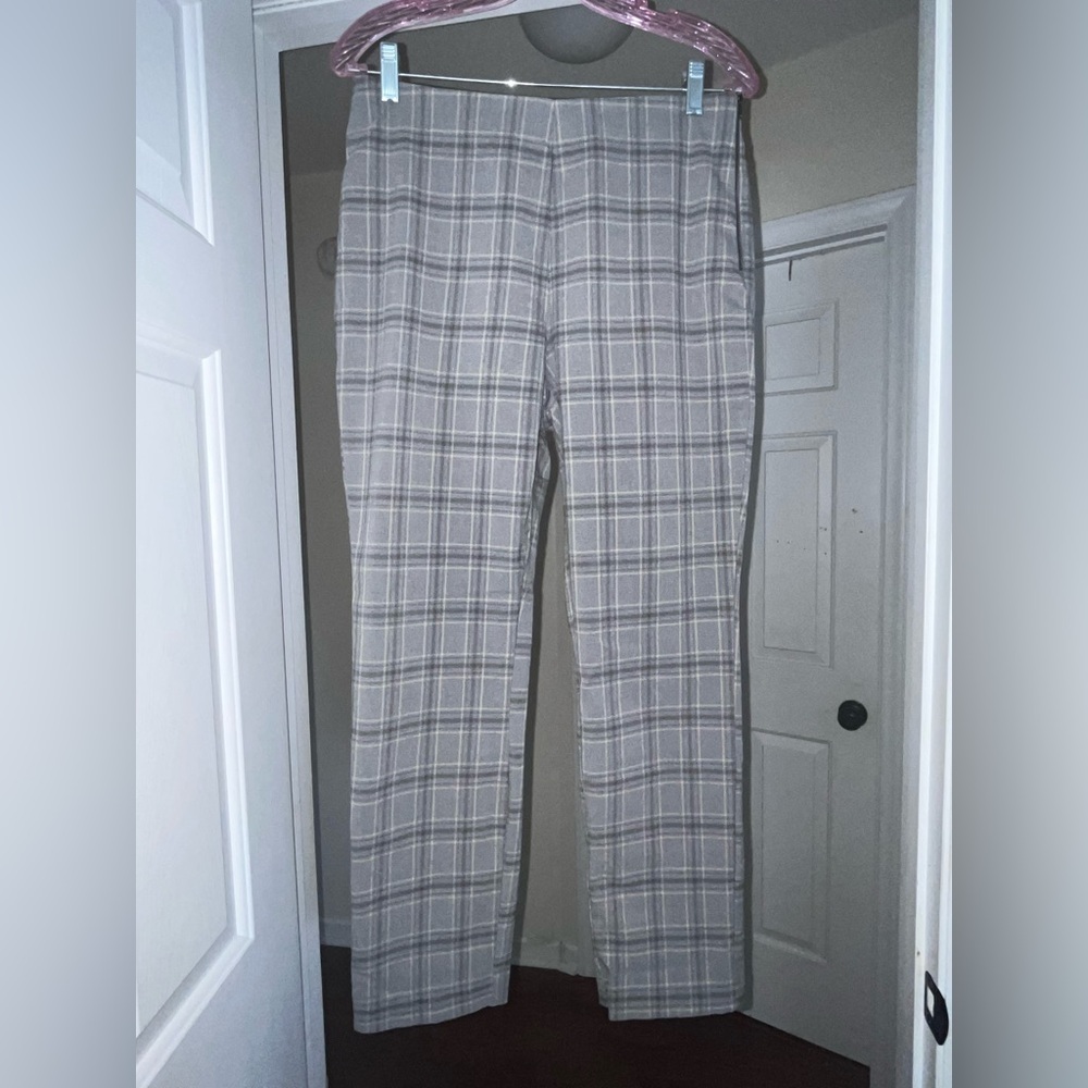 LIKE NEW Nine West High-Rise Side Zip Skinny Plaid Pants - Size 8